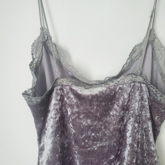 NEW Velour Lace Body Suit Strappy Low Neckline Layering Loungewear Undergarment - Picture 6 of 7